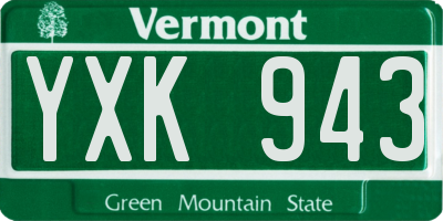 VT license plate YXK943