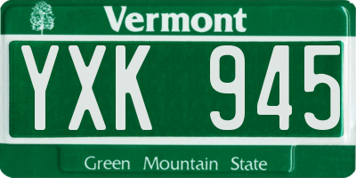 VT license plate YXK945