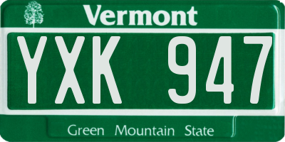 VT license plate YXK947