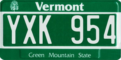 VT license plate YXK954