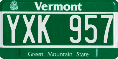 VT license plate YXK957
