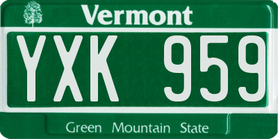 VT license plate YXK959