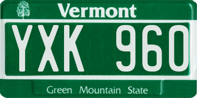 VT license plate YXK960