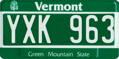 VT license plate YXK963
