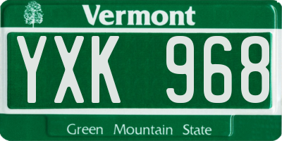 VT license plate YXK968