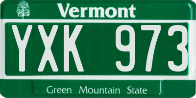 VT license plate YXK973