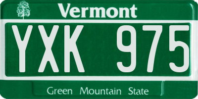 VT license plate YXK975
