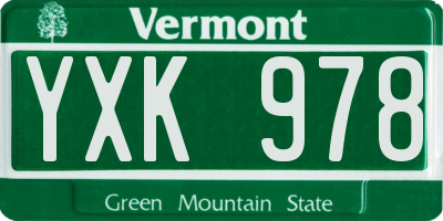 VT license plate YXK978