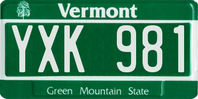 VT license plate YXK981