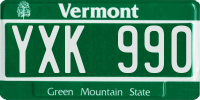 VT license plate YXK990