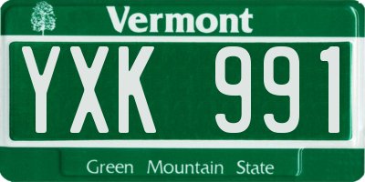 VT license plate YXK991