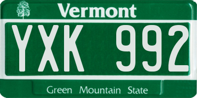 VT license plate YXK992