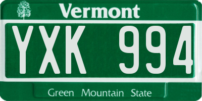 VT license plate YXK994