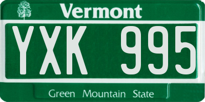 VT license plate YXK995