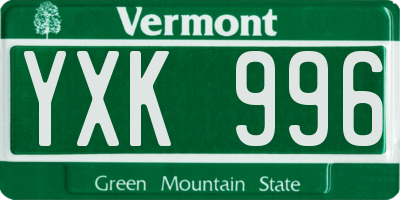 VT license plate YXK996