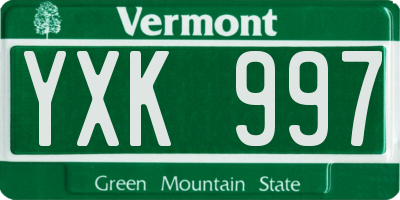 VT license plate YXK997