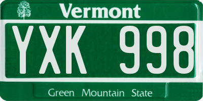 VT license plate YXK998