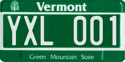 VT license plate YXL001