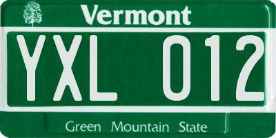 VT license plate YXL012