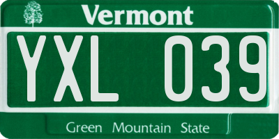 VT license plate YXL039