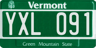 VT license plate YXL091