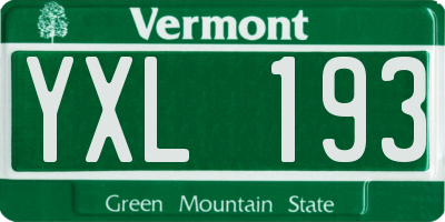 VT license plate YXL193