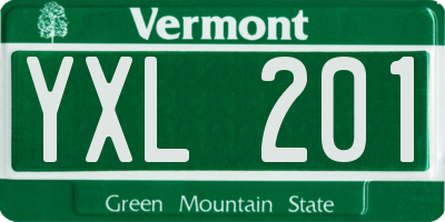 VT license plate YXL201