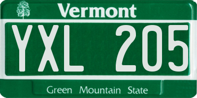 VT license plate YXL205