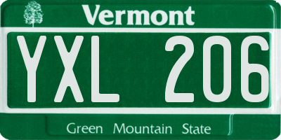 VT license plate YXL206