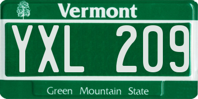 VT license plate YXL209