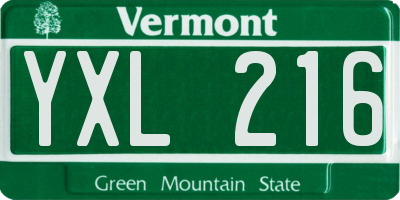 VT license plate YXL216