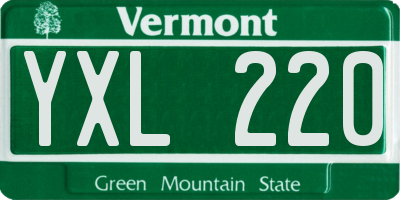 VT license plate YXL220