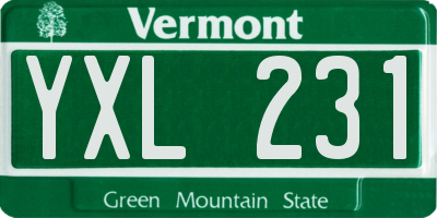 VT license plate YXL231