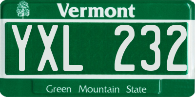 VT license plate YXL232