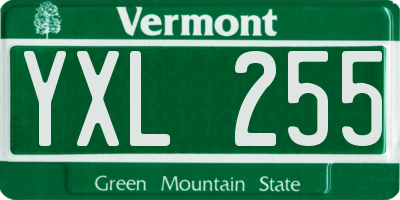 VT license plate YXL255