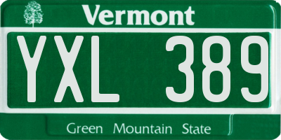 VT license plate YXL389