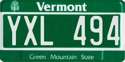 VT license plate YXL494