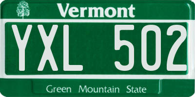 VT license plate YXL502