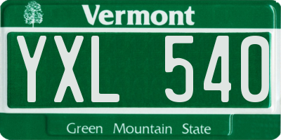 VT license plate YXL540