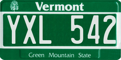 VT license plate YXL542