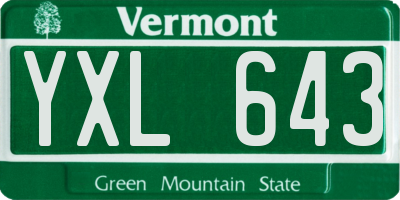 VT license plate YXL643