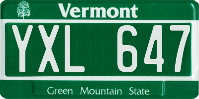 VT license plate YXL647