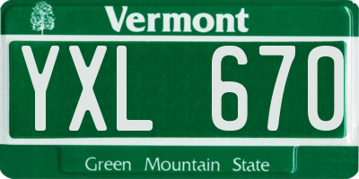 VT license plate YXL670