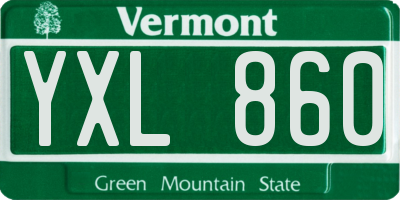 VT license plate YXL860