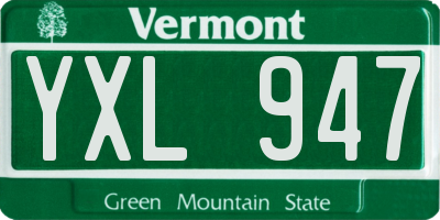 VT license plate YXL947