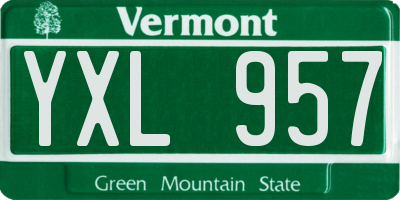 VT license plate YXL957