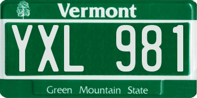 VT license plate YXL981