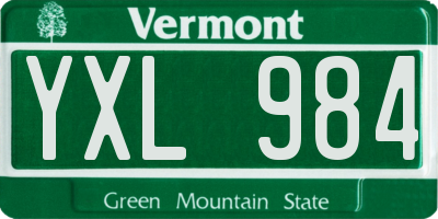 VT license plate YXL984