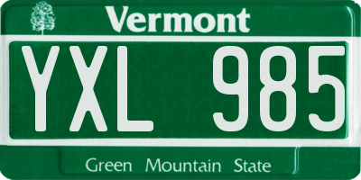 VT license plate YXL985