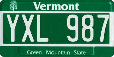 VT license plate YXL987
